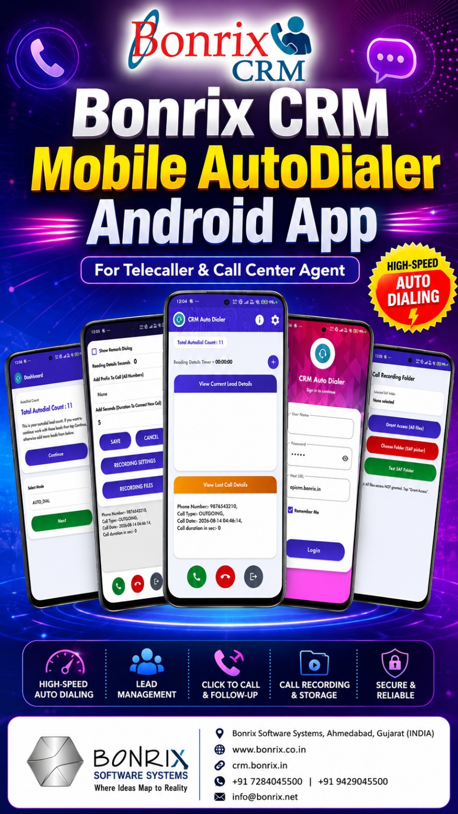 Bonrix CRM Mobile AutoDialer Android App for Telecallers & Call Center Agents