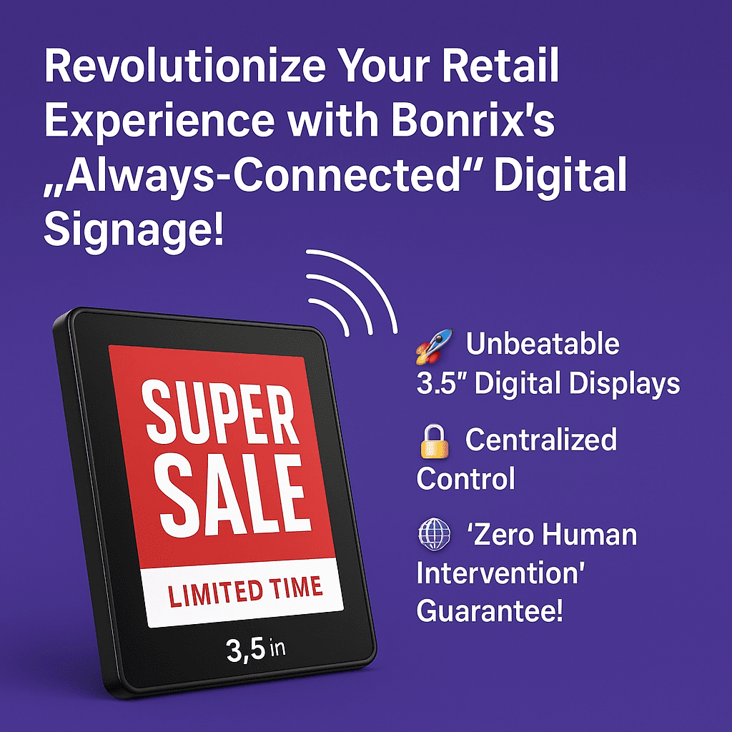 Bonrix Digital Signage for Retail and Billing Counters with TMS/CMS, Real-Time Content Management