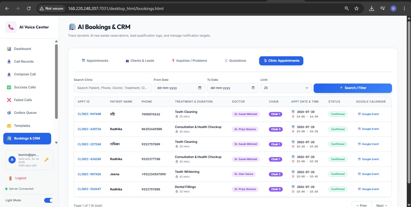 Bonrix Voice AI Agent for Appointment Booking