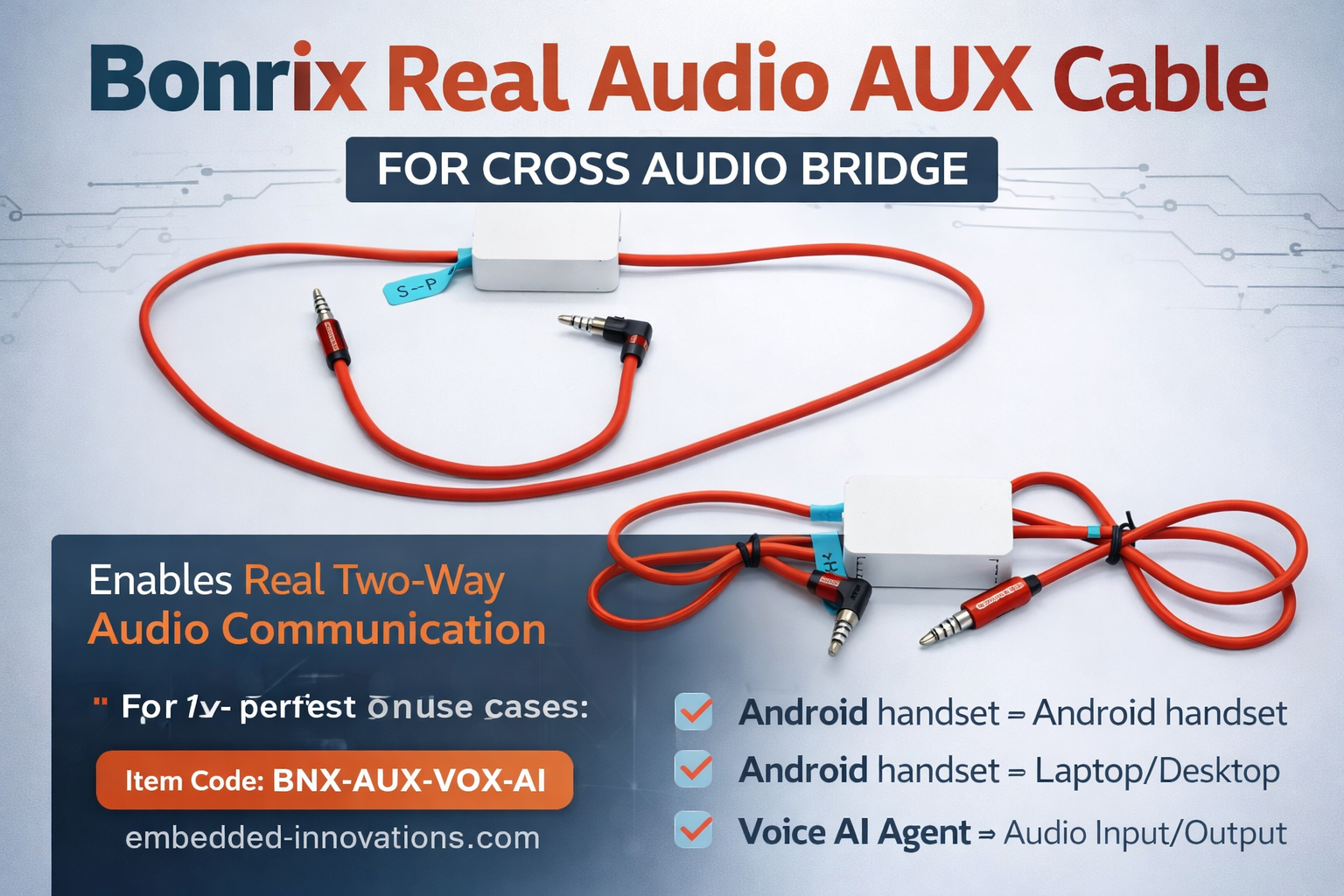 Bonrix Real Audio AUX Cable for Cross Audio Bridge