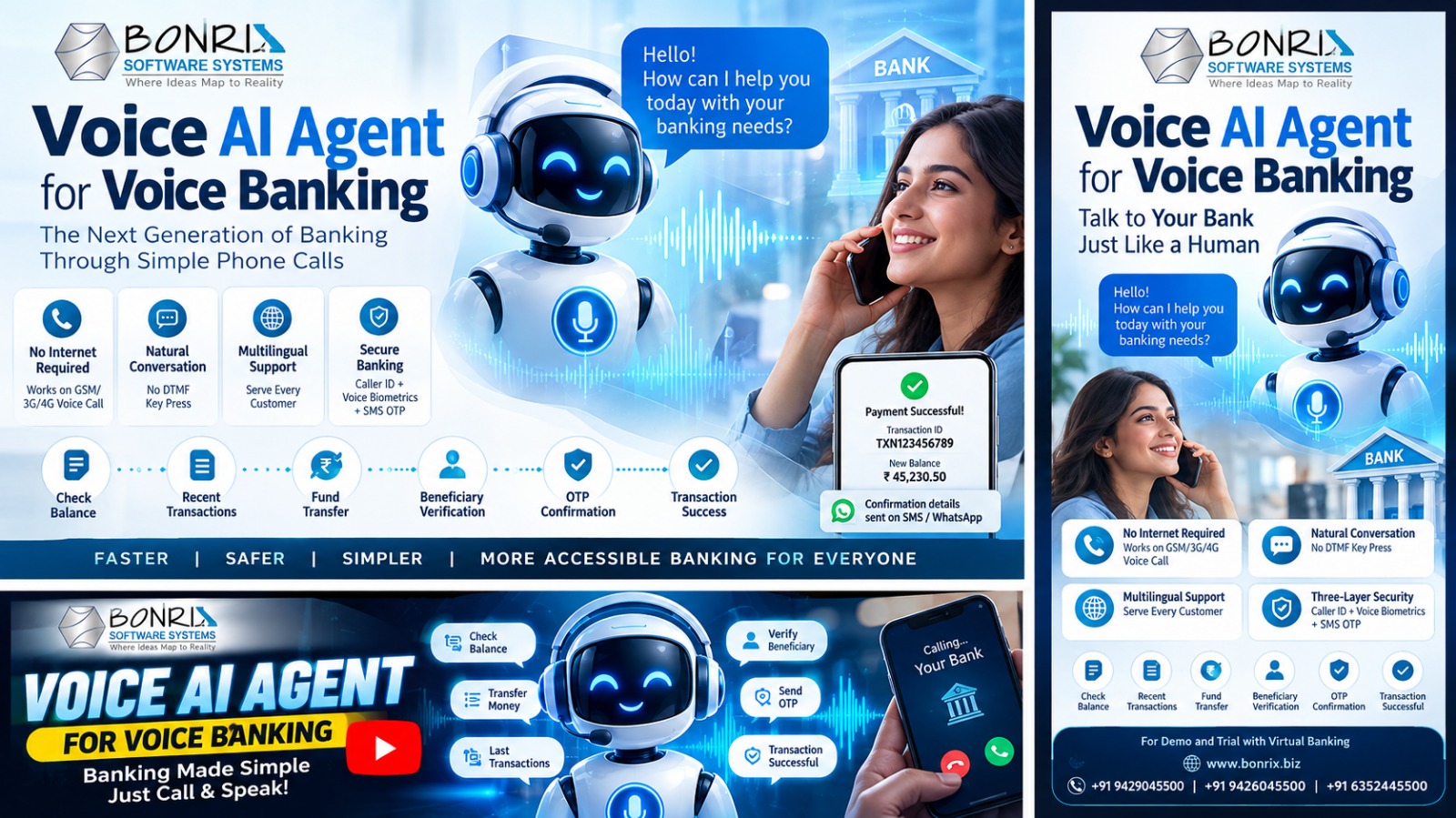 Bonrix Voice AI Banking: Just Call, Speak & Bank! No Internet Needed | AI-Powered Banking Demo