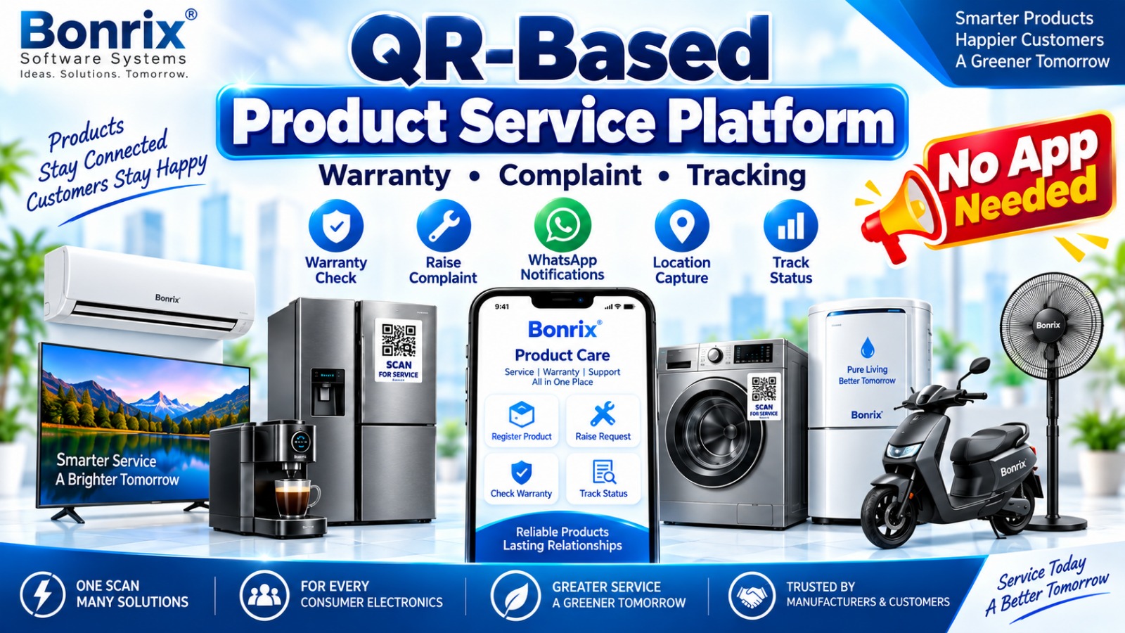 Bonrix QR-Based Consumer Appliance Service, Warranty & Complaint Management Platform for Electronics