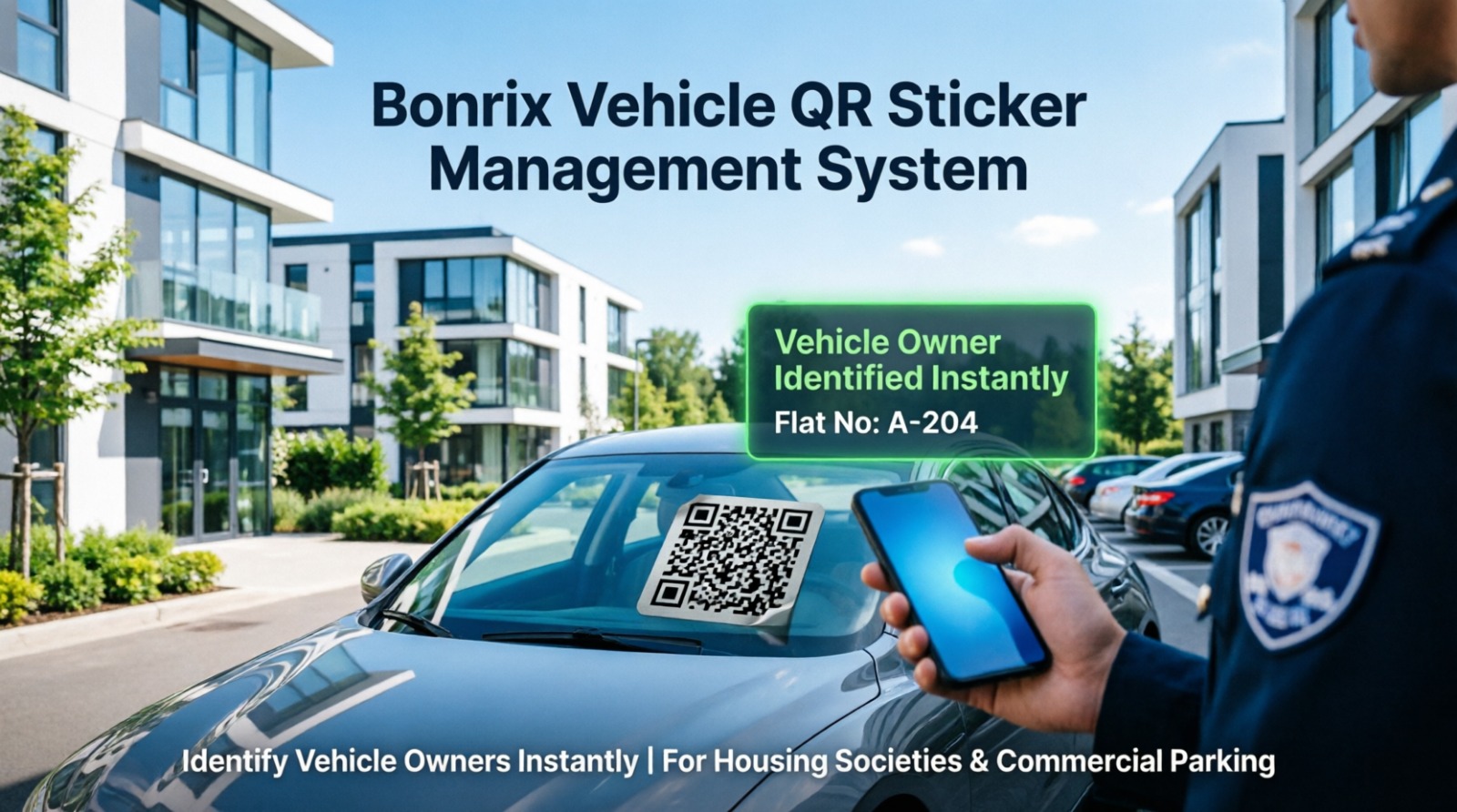 Bonrix Vehicle QR Sticker Management System for Smart Housing Society & Commercial Parking Security
