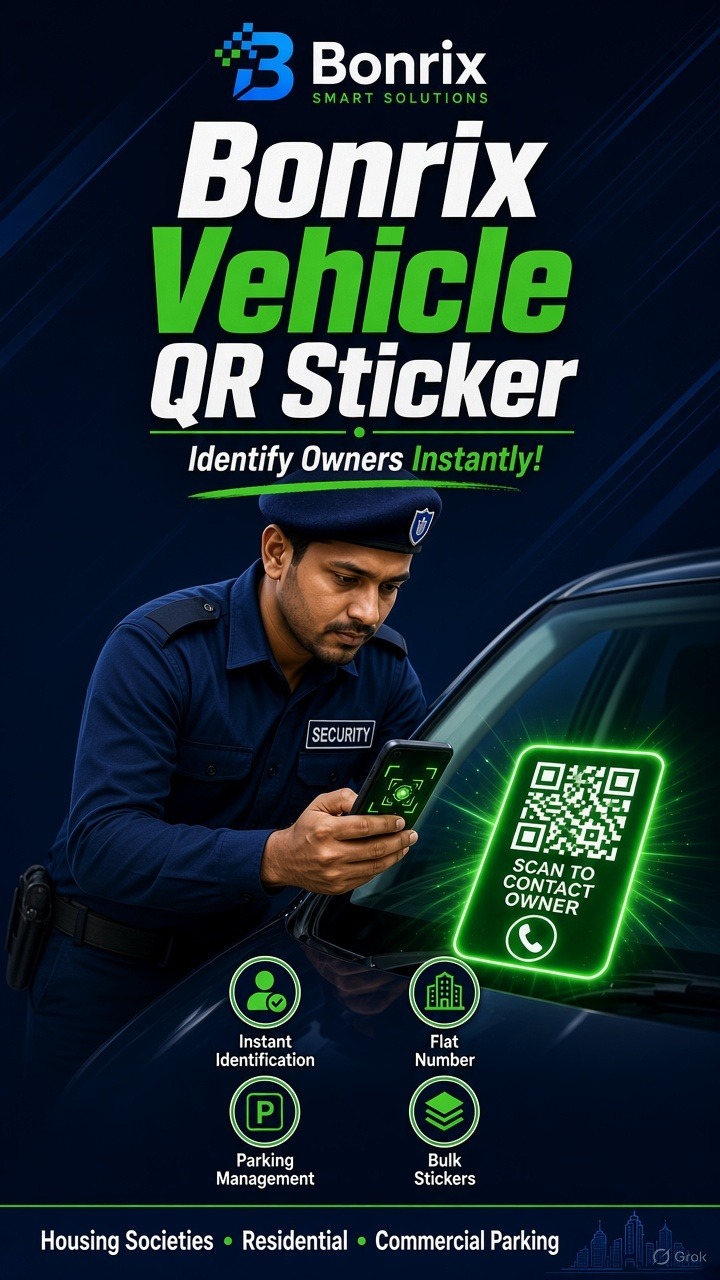 Bonrix Vehicle QR Sticker Management System for Smart Housing Society & Commercial Parking Security