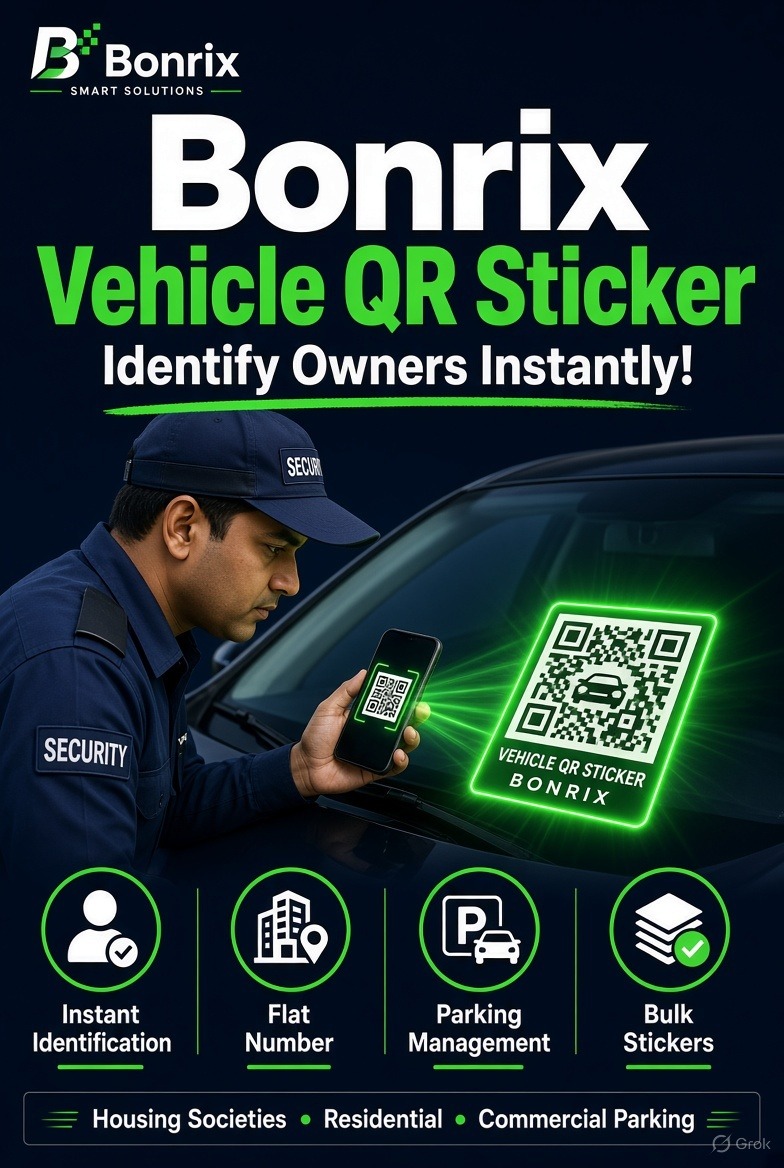 Bonrix Vehicle QR Sticker Management System for Smart Housing Society & Commercial Parking Security