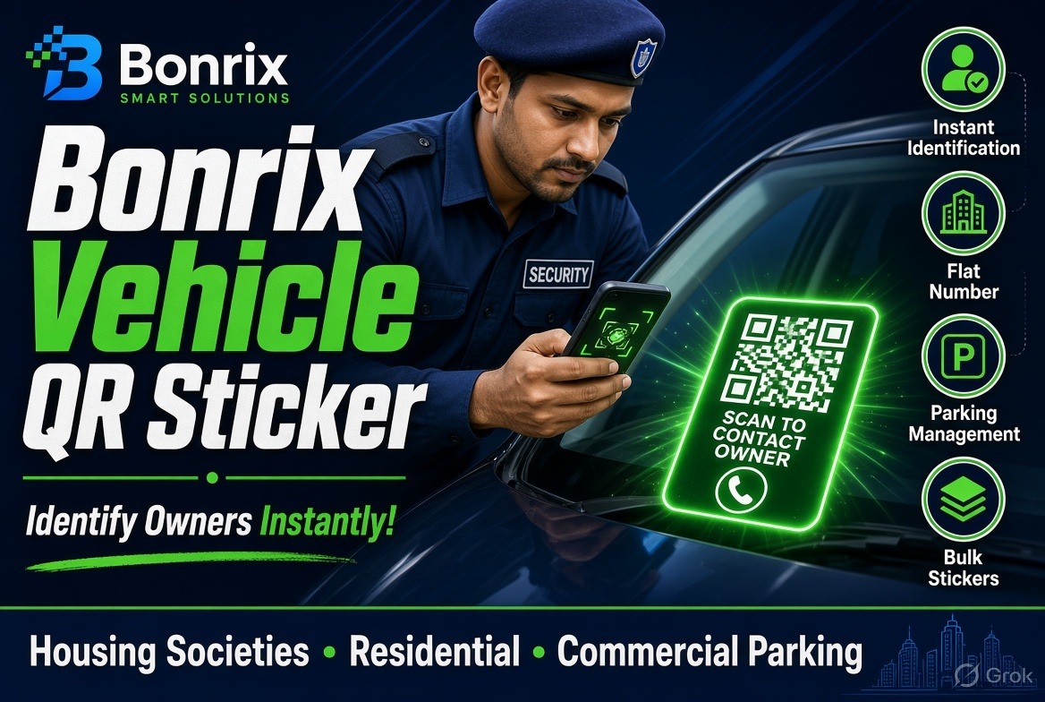 Bonrix Vehicle QR Sticker Management System for Smart Housing Society & Commercial Parking Security