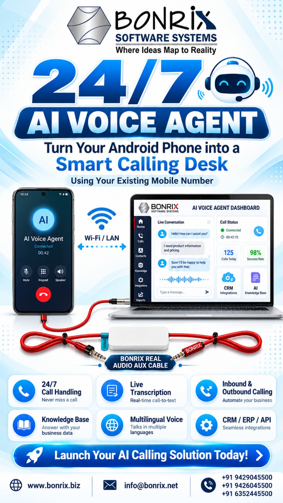 BONRIX AI Voice Agent & Smart Telephony Control Suite