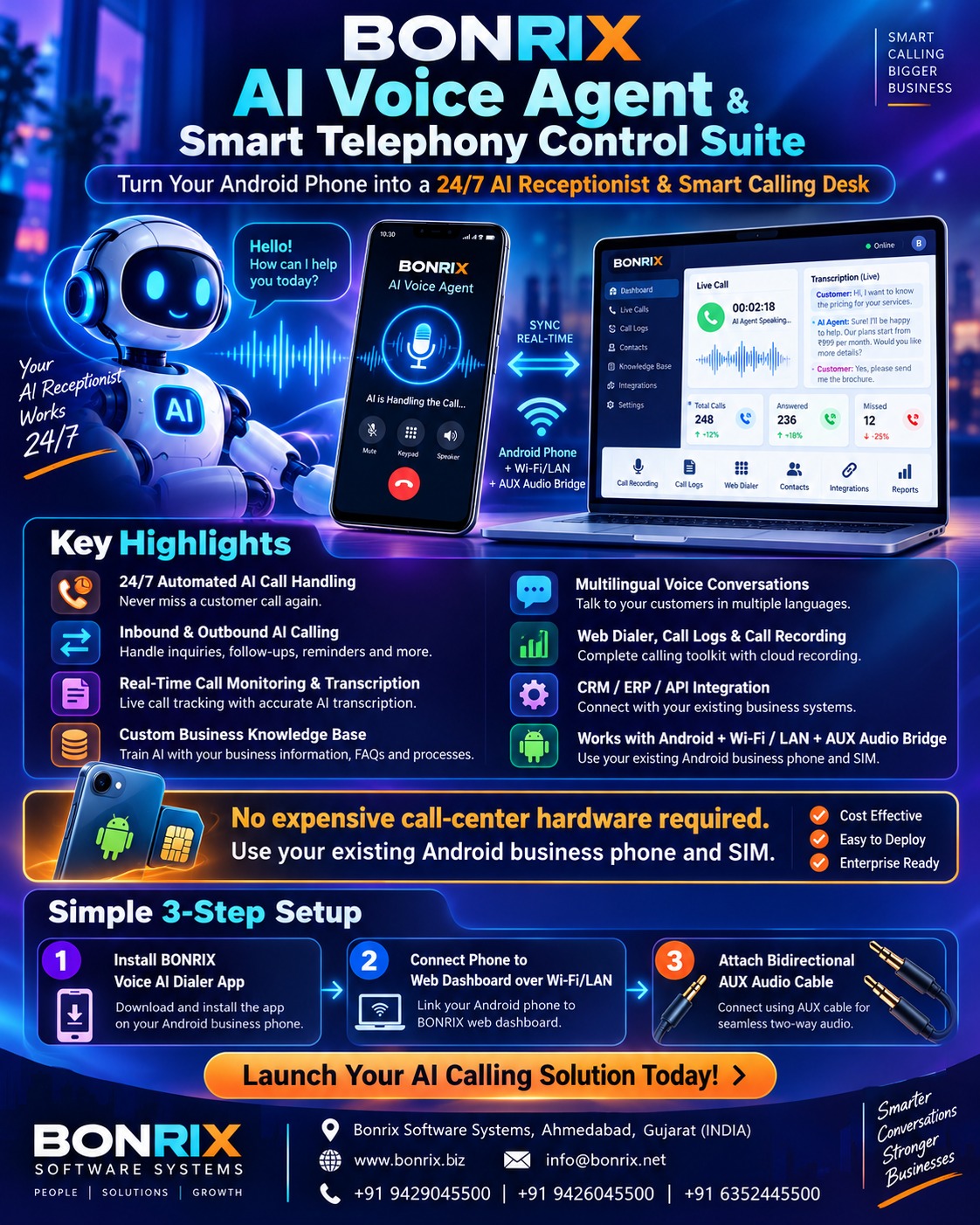 BONRIX AI Voice Agent & Smart Telephony Control Suite