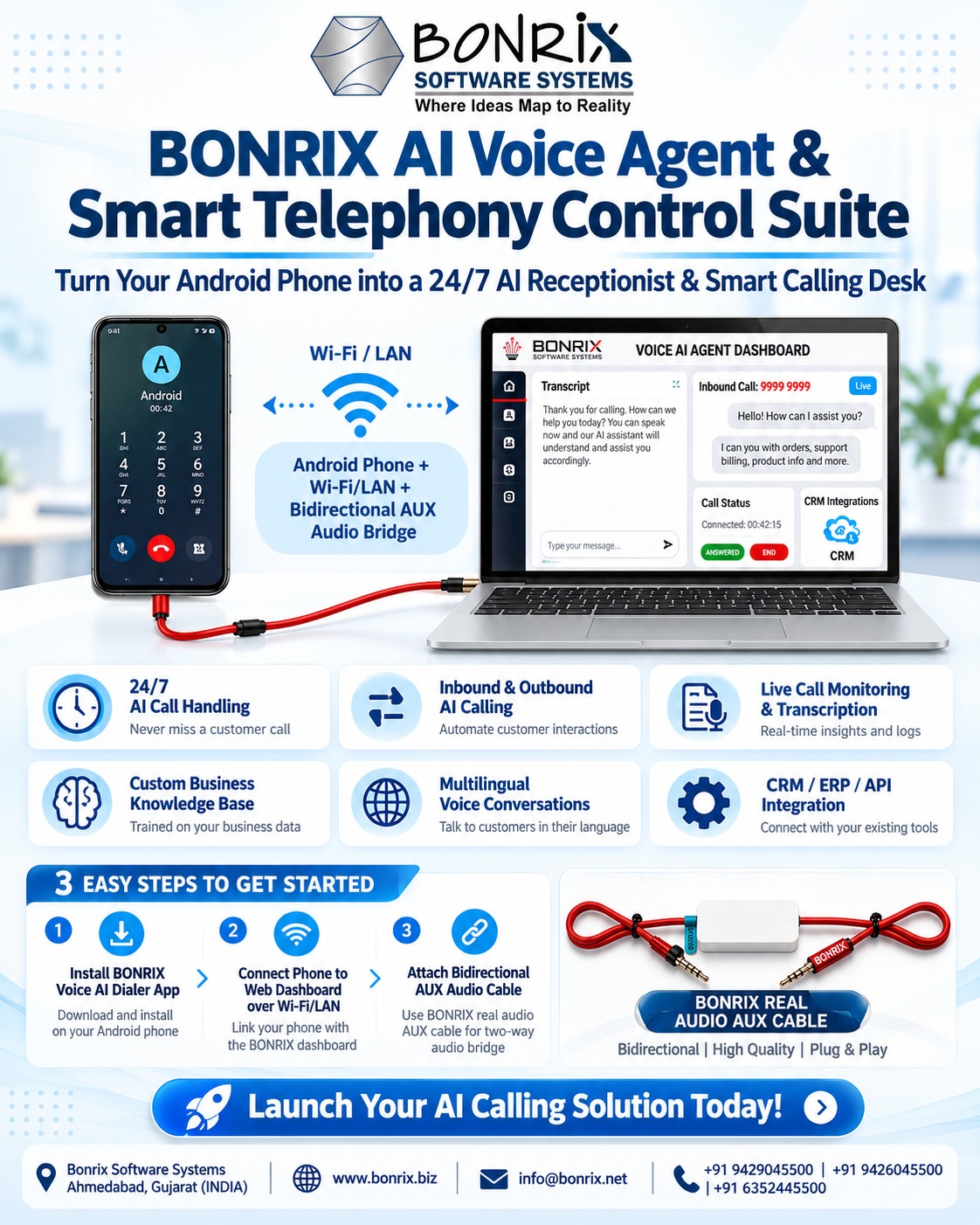 BONRIX AI Voice Agent & Smart Telephony Control Suite
