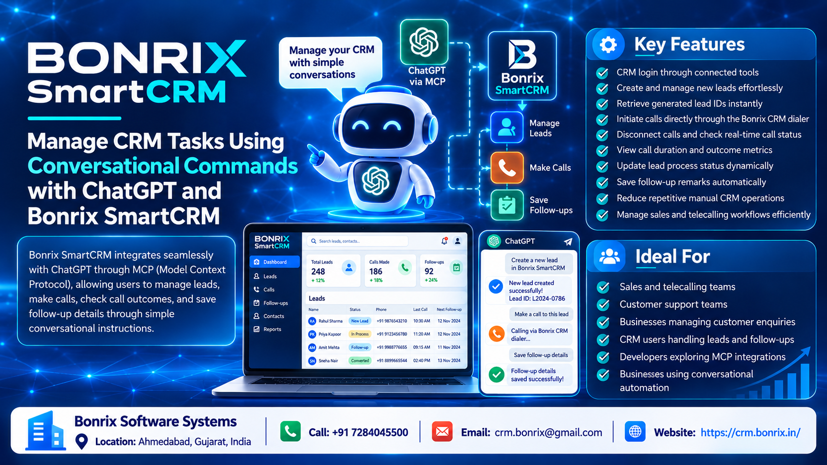 ChatGPT + Bonrix SmartCRM | Add Leads, Make Calls & Save Follow-Ups Using MCP