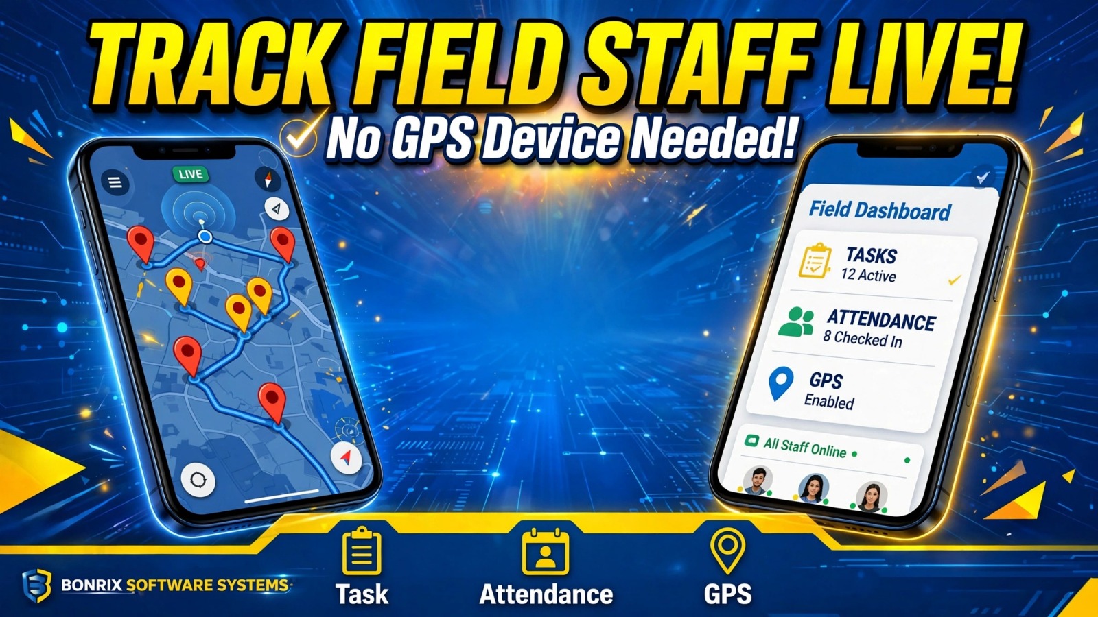 Bonrix Field Staff Tracking App – Real-Time GPS, Attendance & Task Management