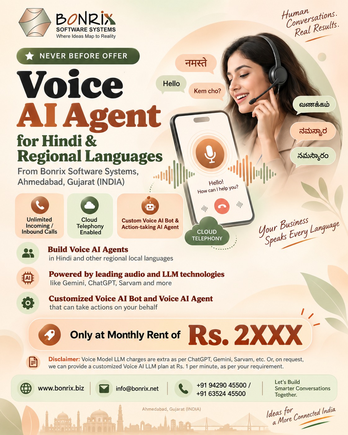 Bonrix Launches Custom Hindi & Regional Voice AI Agents for Inbound Calls