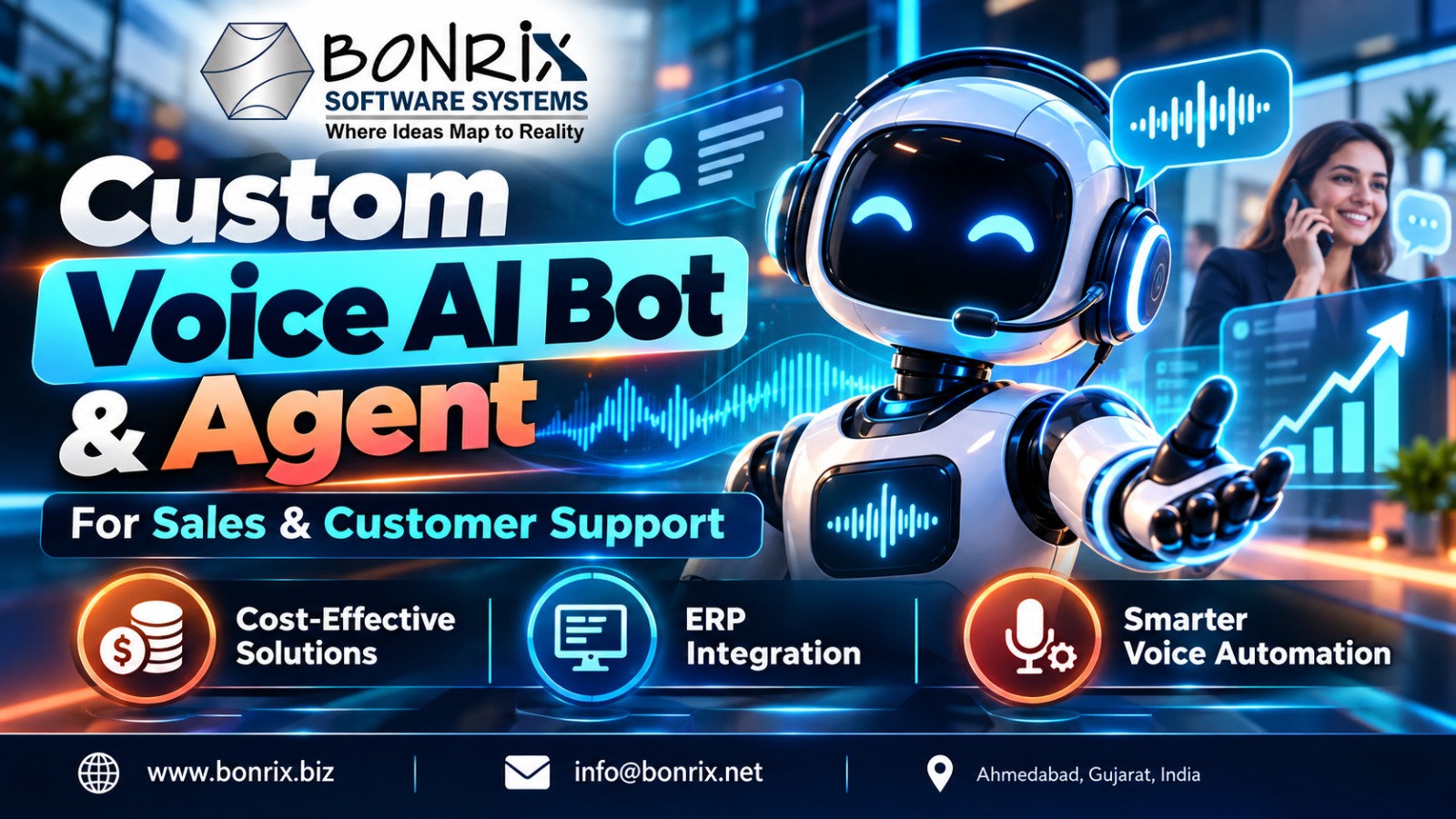 Bonrix Voice AI Bots & Agents: Smart Sales, Automated Customer Support and Seamless ERP Integration