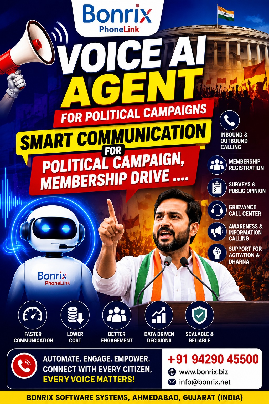 Bonrix Voice AI Agent for Political Campaigns
