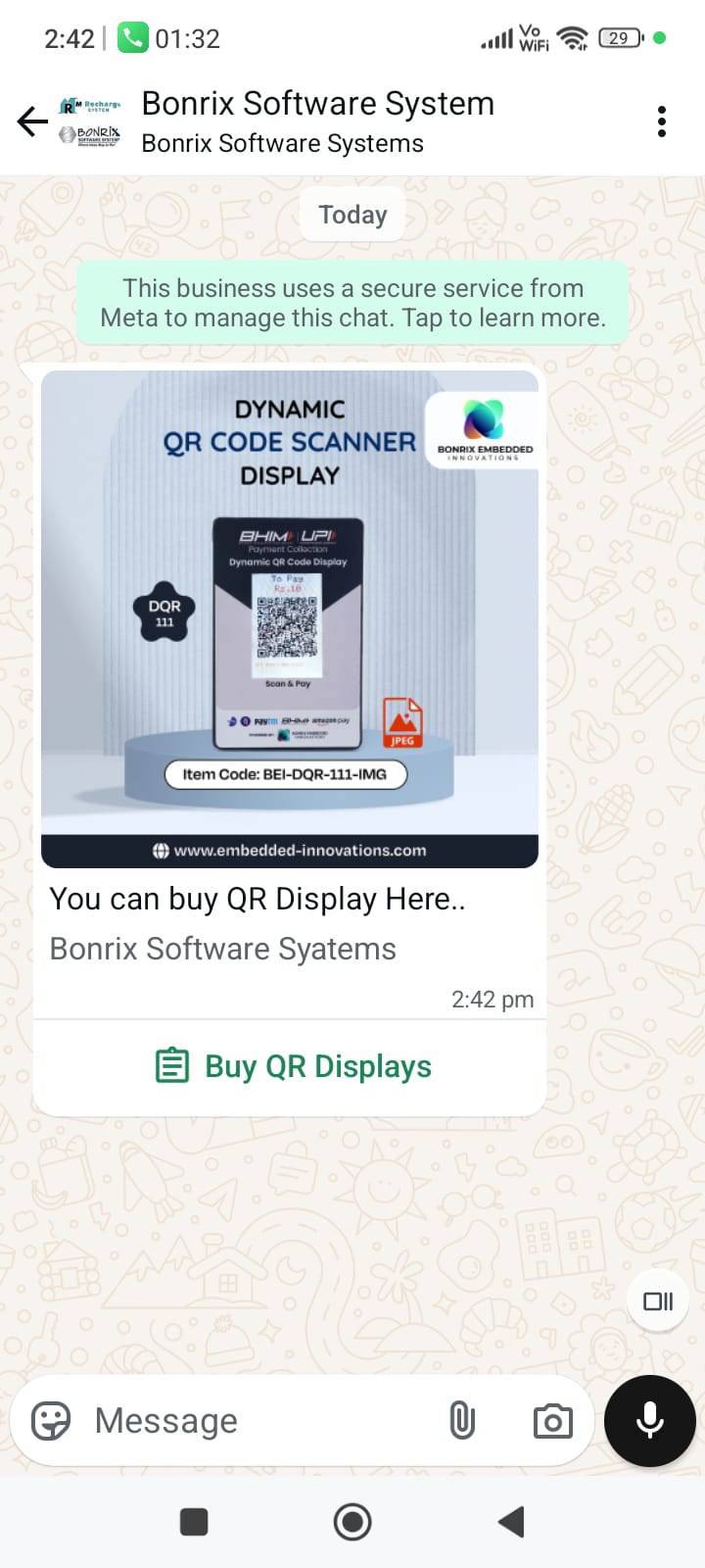 Dynamic QR Code Display for WhatsApp Payment Flow