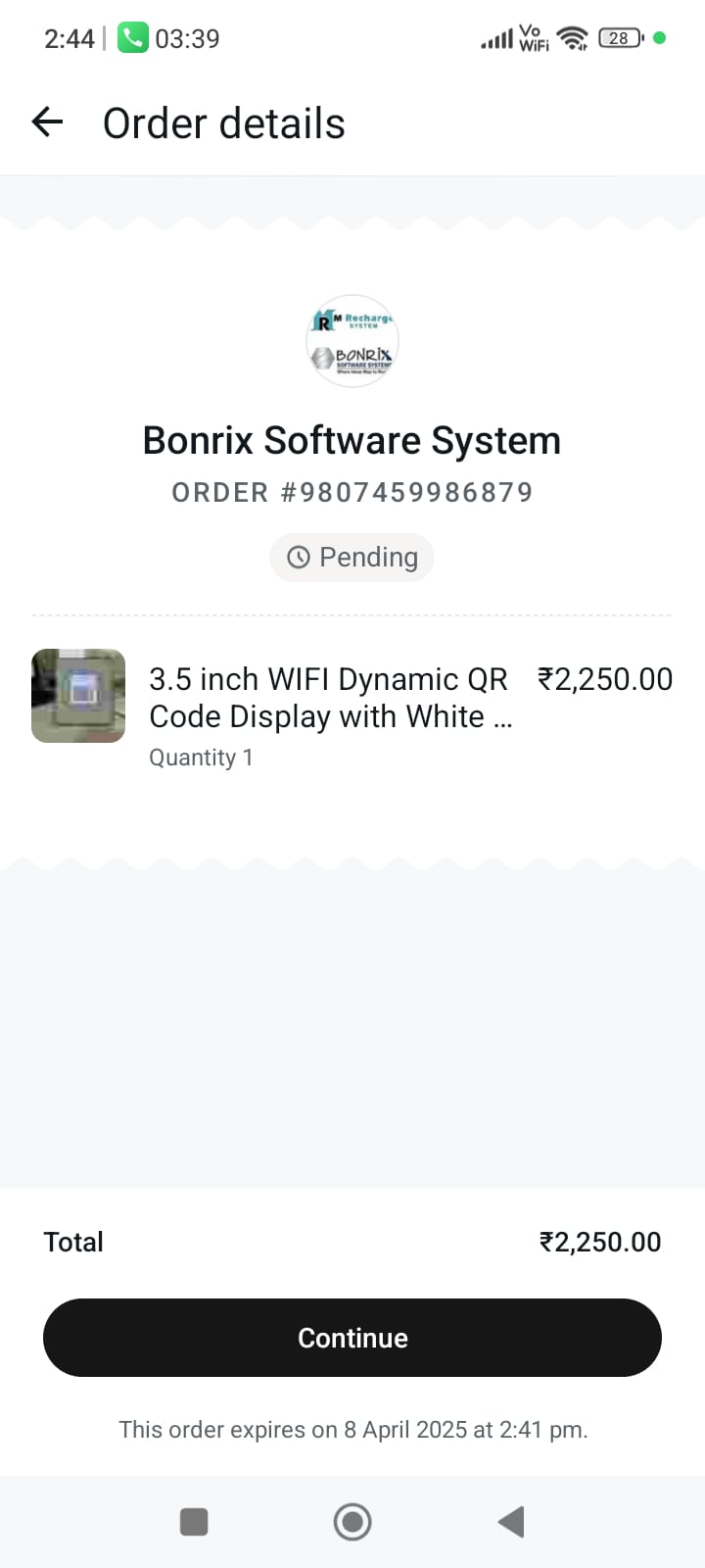 Interactive QR Code Screen Supporting WhatsApp Orders