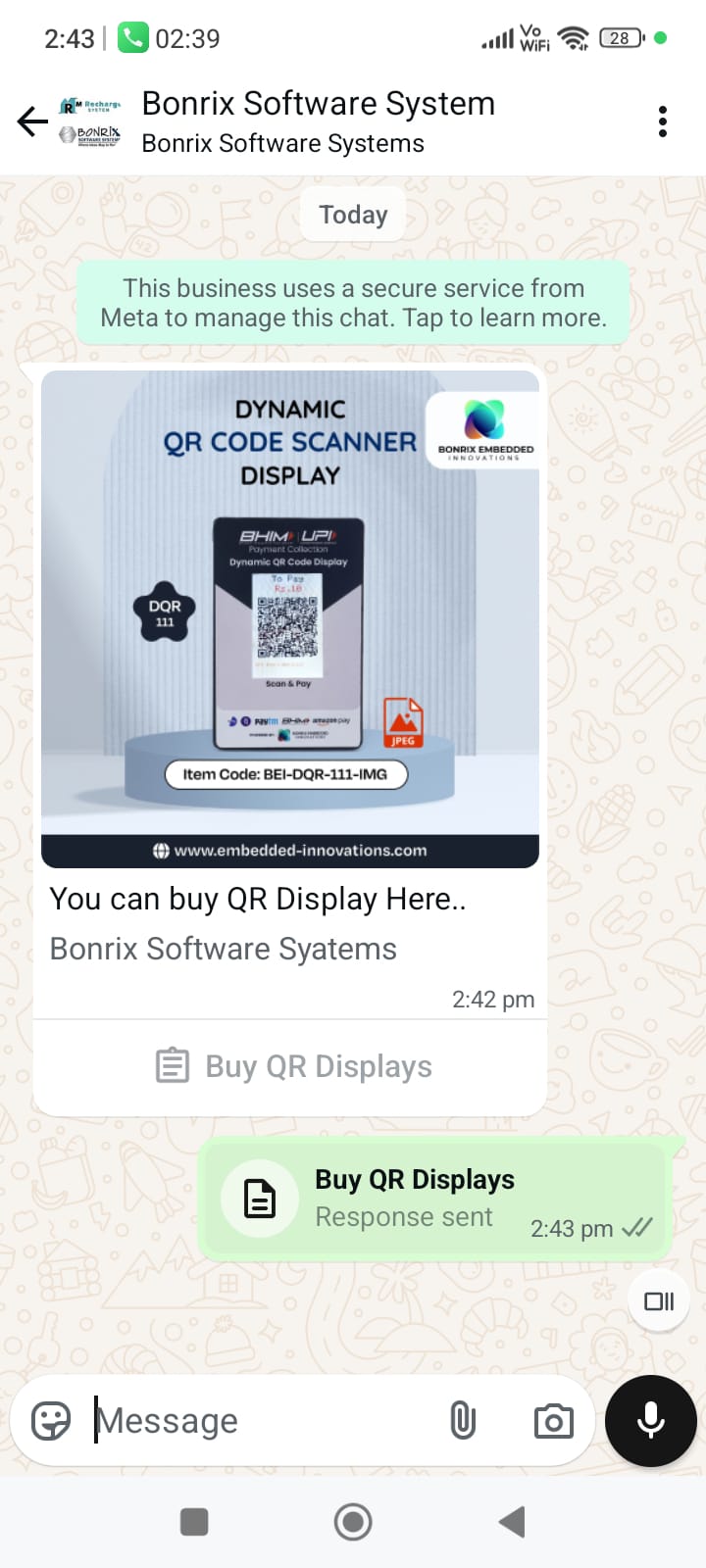 WhatsApp QR Display System for Seamless Transactions