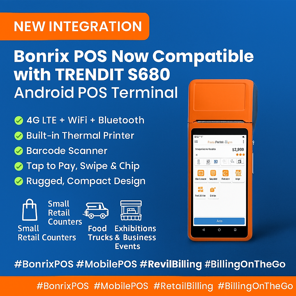 Revolutionize Retail Billing with Bonrix POS on the TRENDIT S680 Android Terminal