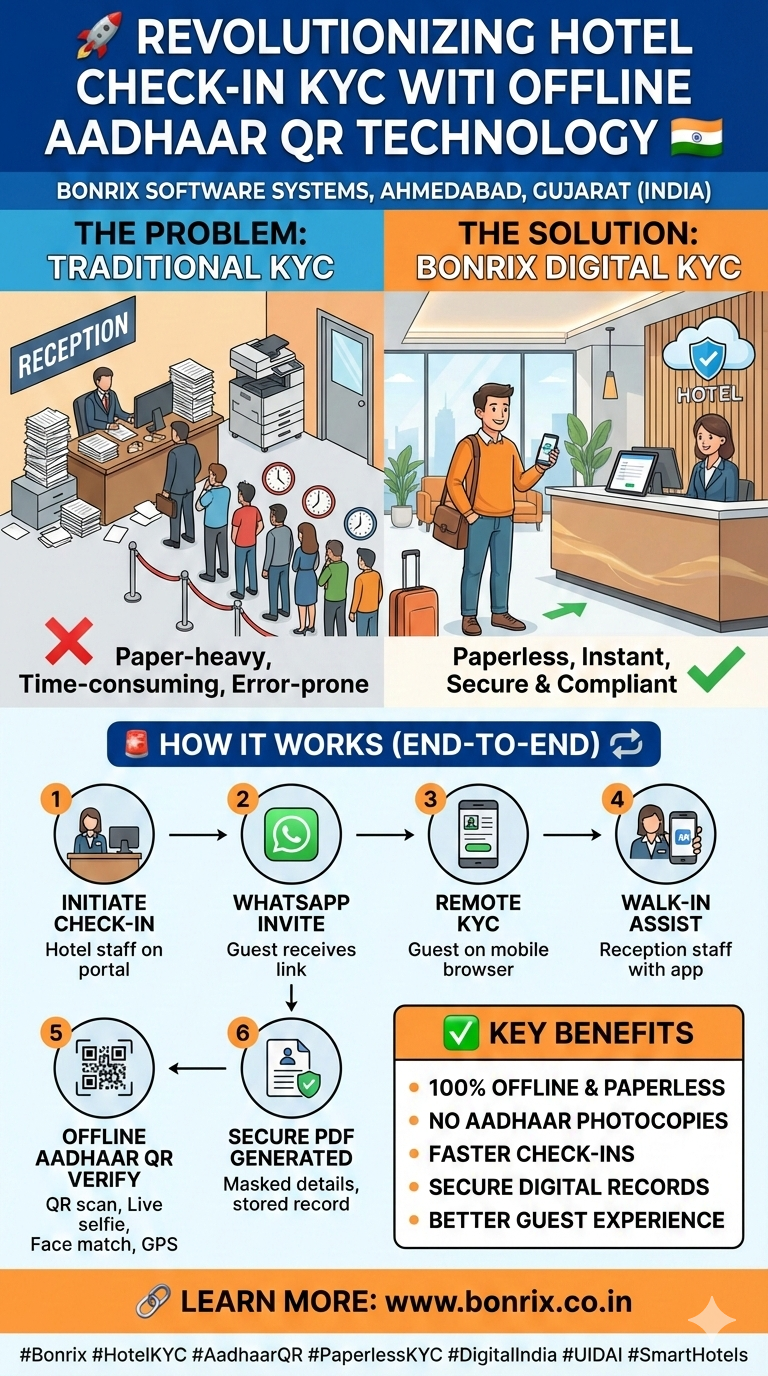 Bonrix Hotel Check-In KYC Android App with Offline Aadhaar QR 